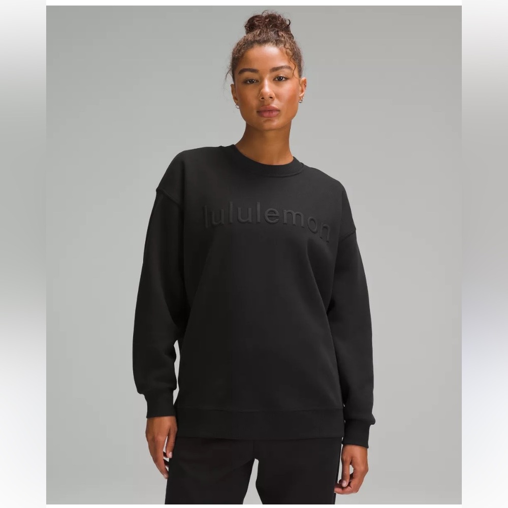 Lululemon All Yours Graphic Crew Unisex Black Sweatshirt Large Oversized